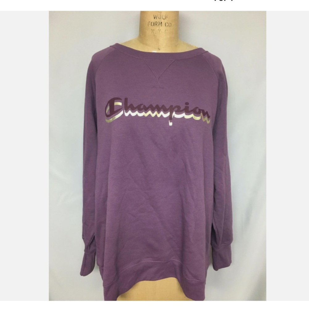 CHAMPION Plus Size Powerblend Logo Boyfriend Sweatshirt GF914 Purple 3X NWT $50